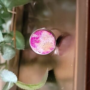 🎁 Dyed Pink Fossil Coral Ring Size 9 NEW